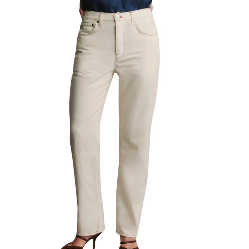 TWP Womens Jeans Size 28 White Pony Boy Cotton Linen Blend Button Fly High Rise